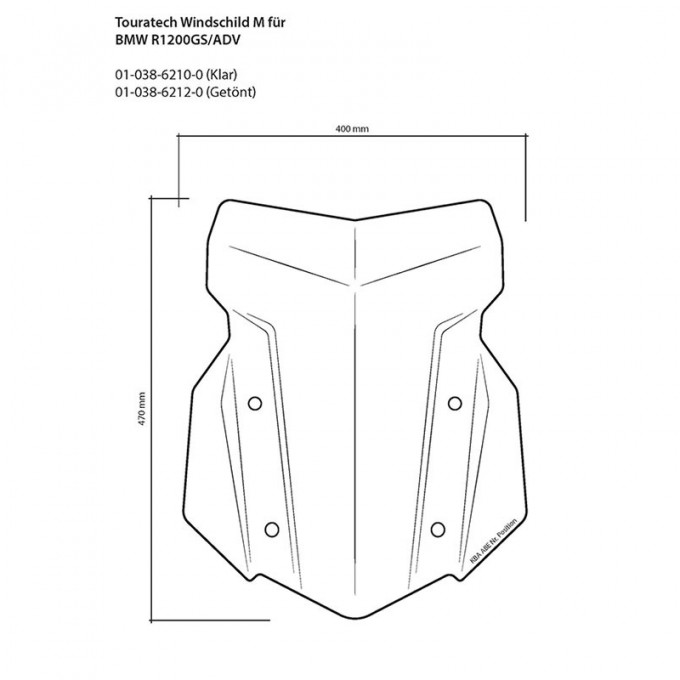 Ветровое стекло Touratech тонированное размер М