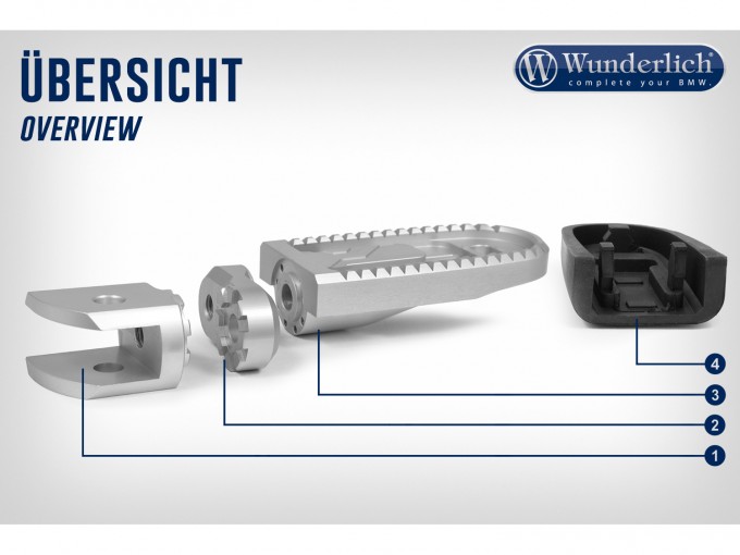 Кронштейн підніжки Wunderlich Vario "EVO1" - сріблястий