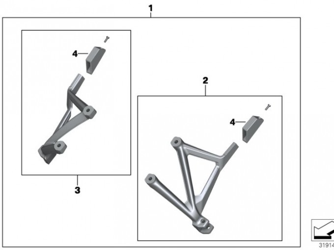 Комплект кронштейна телескопических кофров BMW R1200GS LC/R1200GS ADV LC / R1250GS / R1250GS ADV
