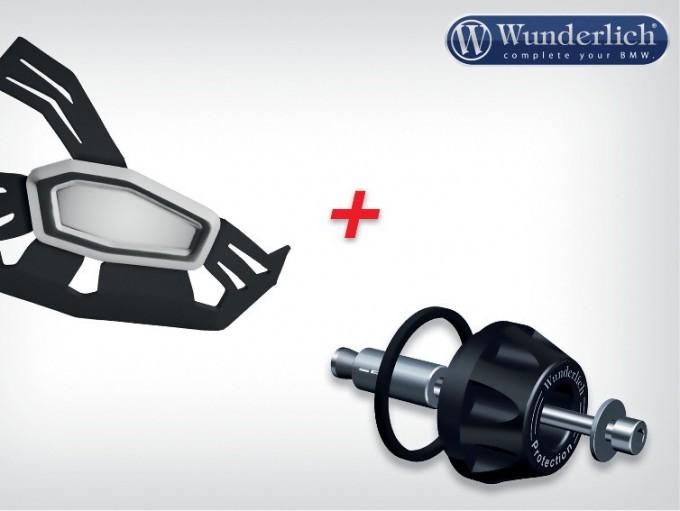 Комплект - накладки защиты двигателя и крашпад кардана (черные) BMW R1200GS / RT 2014 - 